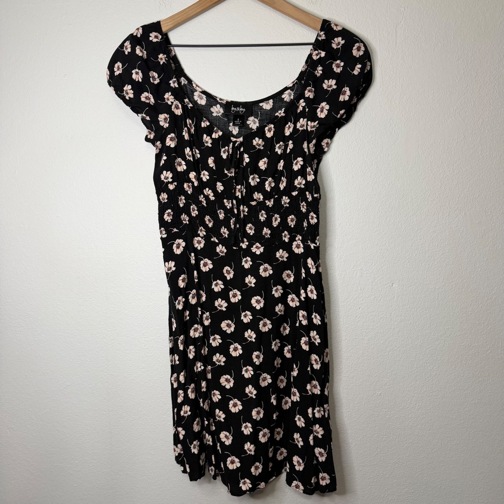 By&By - Black Floral Print Skater Dress Women's Size Small